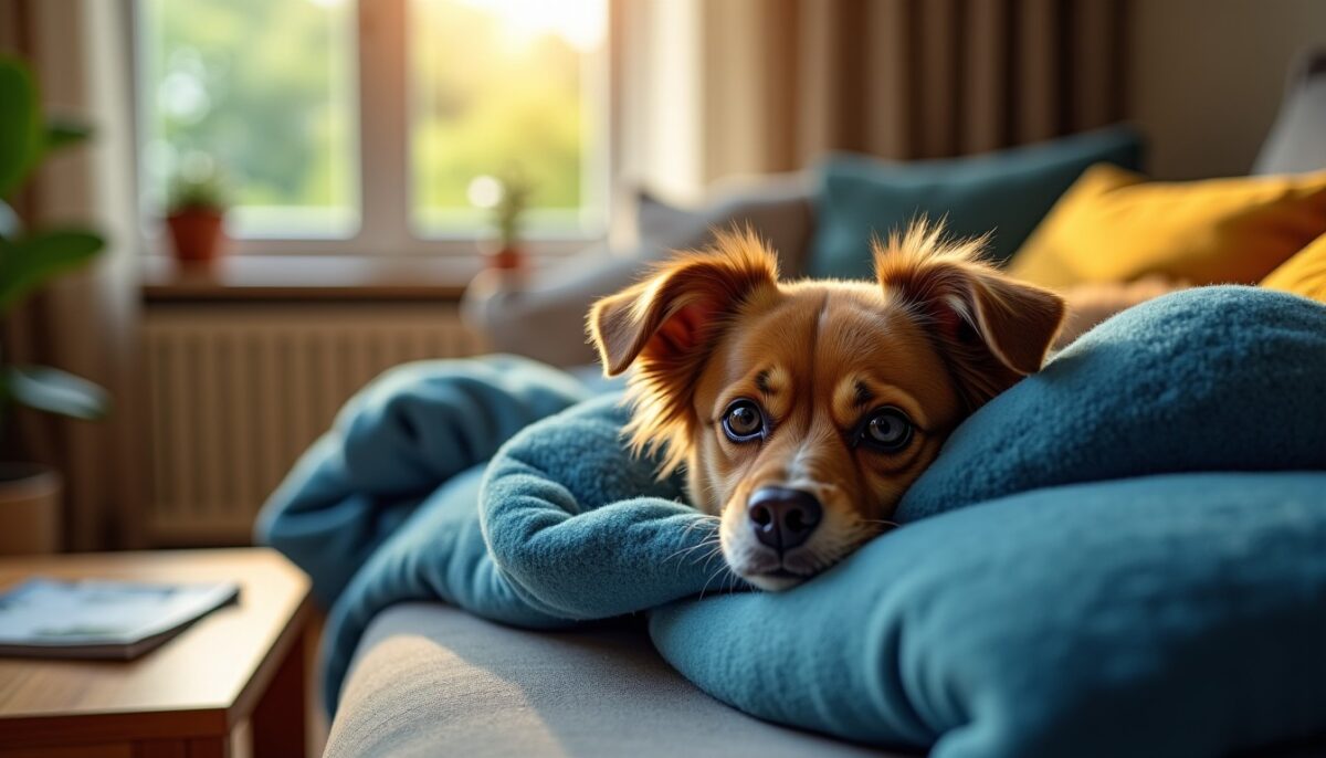 La couverture bleue qui a transformé la vie d’un chien anxieux : un geste plein d’émotion